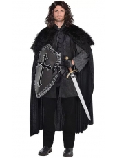 Furry Cloak Black - Mens Viking Costume Medieval Costumes 
